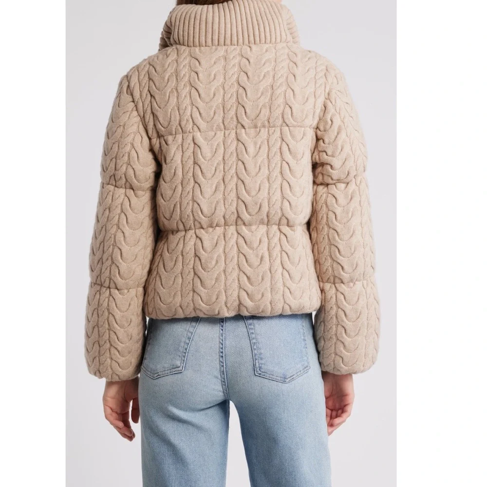 Varley Beige Cable Knit Puffer Jacket, size Large, NEW - Picture 3 of 16